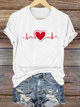 Women's Heart Disease Awareness Print T-shirt