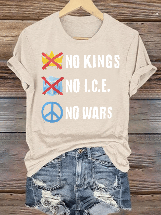 🔥Buy 3 Get 15% Off🔥Women's  No Kings  Print  T-Shirt