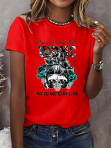 Women's Round-Neck Retro Funny Proud Member Of WDNC Club We Do Not Care Menopause Perimenopause Print T-Shirt