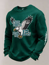 Men’s Football Graphic Waffle Knit Long Sleeve Crewneck T-Shirt