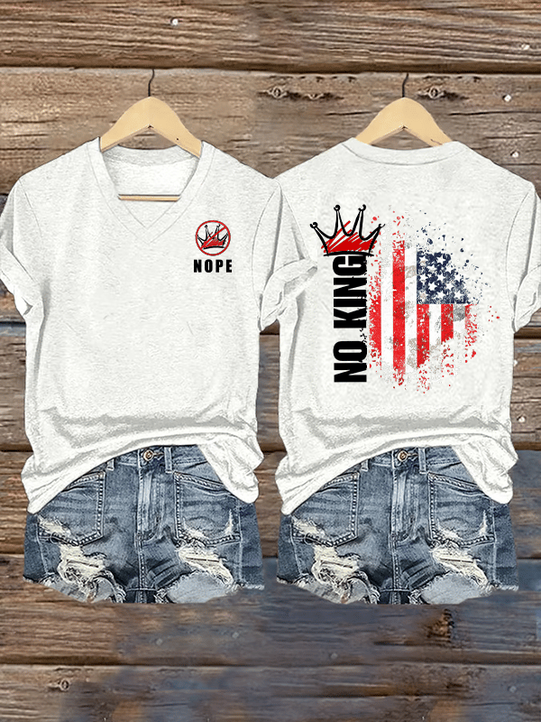 🔥Buy 3 Get 15% Off🔥Women's  NOPE No King American Flag  Print T-Shirt
