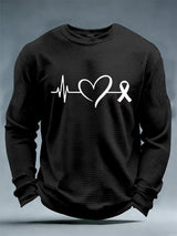 Men's casual heart disease awareness waffle-knit T-shirt