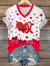 Women's Heart Disease Awareness Printed T-shirt