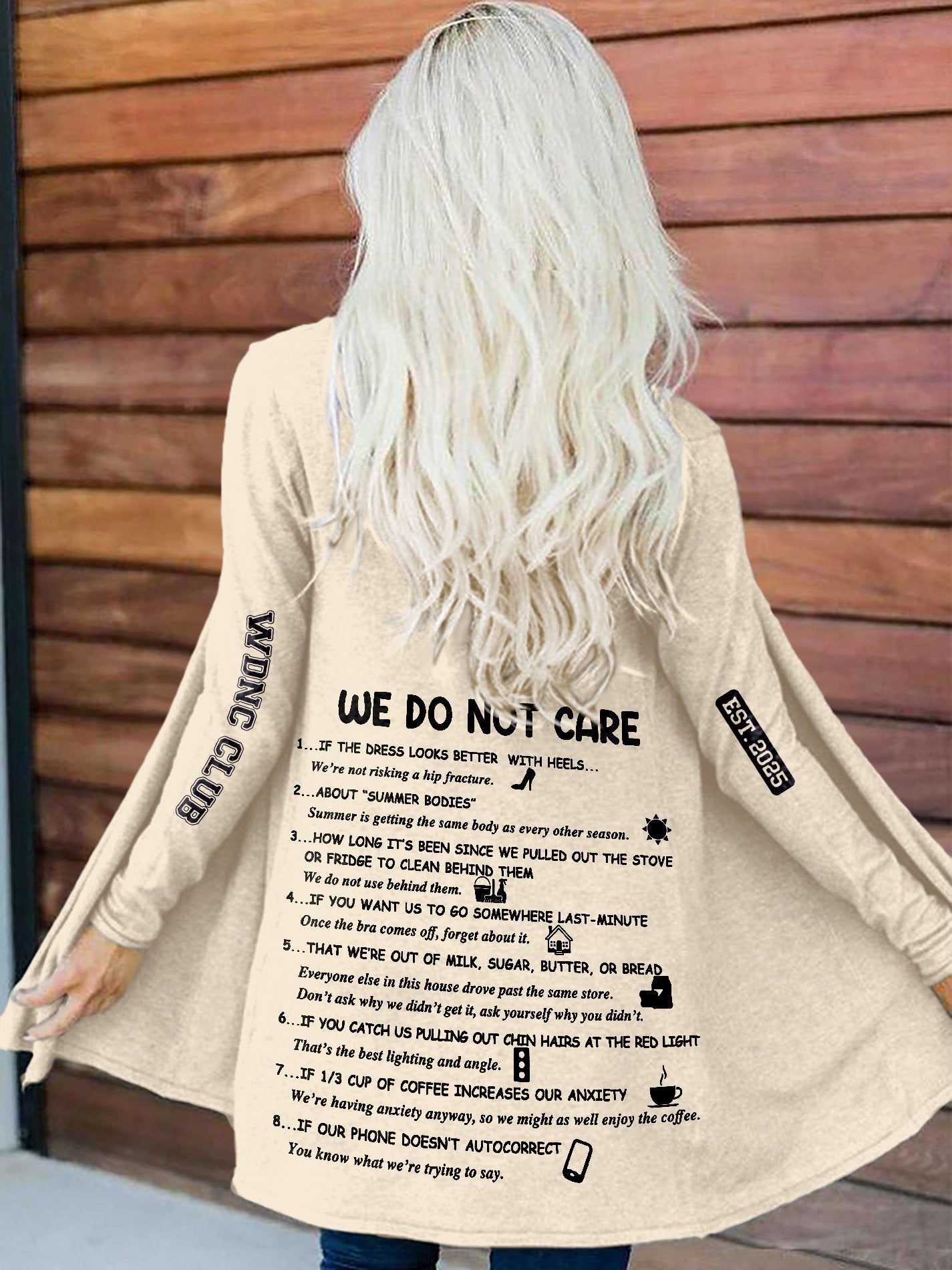 Retro Funny WDNC Club Menopause Perimenopause Print Cardigan