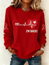 Women's Annnd I'm Back Heartbeat Print Sweatshirt