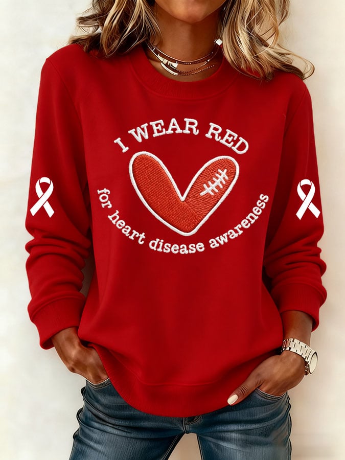 Women's Heart Disease Awareness Print Sweatshirt