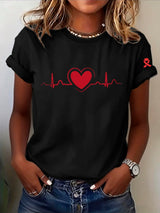 Women's Heart Disease Awareness Print T-shirt