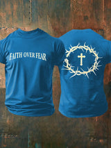 🔥Hot Sale Picks 🔥Men's Faith Over Fear Printed Casual T-Shirt
