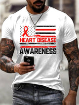 Men's casual heart disease awareness T-shirt