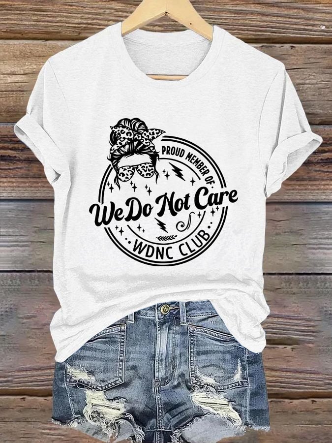 Retro Funny Proud Member Of WDNC Club We Do Not Care Menopause Perimenopause Print T-Shirt