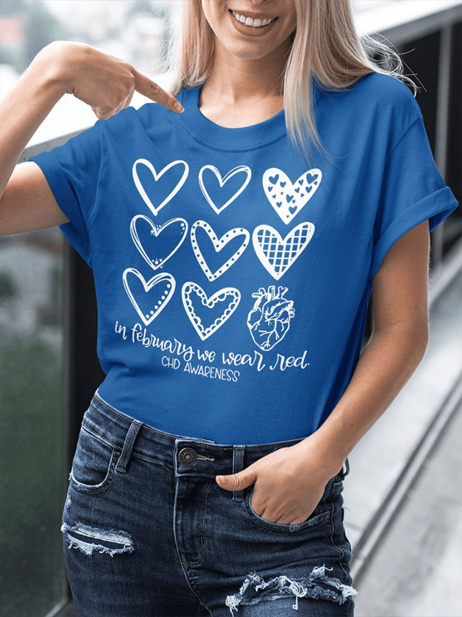Women's Heart Disease Awareness Print T-shirt