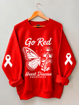 Women's Bella Canvas Go Red Heart Disease Awareness Sweatshirt