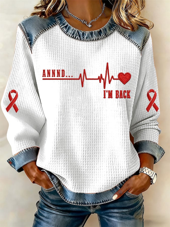 Women's Heart Disease Awareness Print Long-Sleeved Sweatshirt