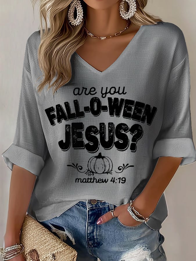 Women's Are You Fall-O-Ween Jesus Print T-shirt