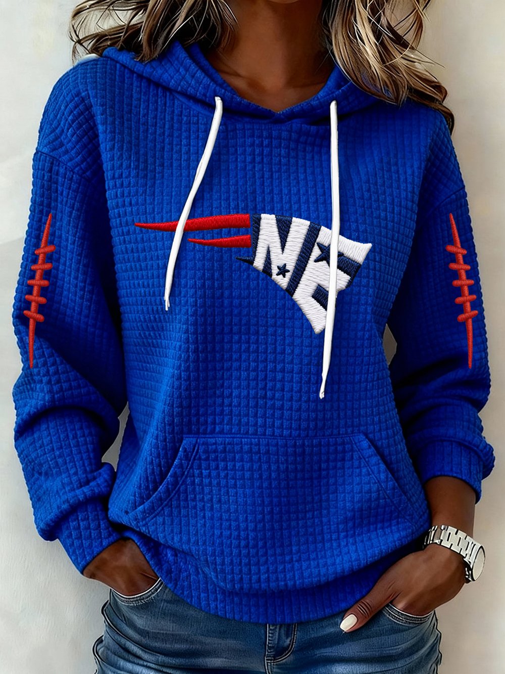 Women’s Football Graphic Waffle Knit Hoodie