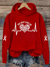 Women's Casual Heart Disease Awareness Print Hoodie