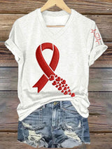 Women's Heart Disease Awareness Print T-shirt