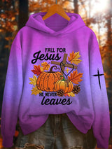 Women's  Fall For Jesus He Never Leaves Print Hoodie