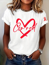 Women's Heart Disease Awareness Go red Printed T-shirt