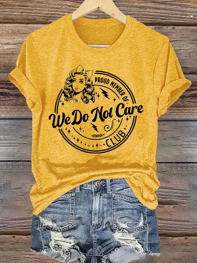 Women's  Round-Neck Retro Funny Proud Member Of WDNC Club We Do Not Care Menopause Perimenopause Print T-Shirt