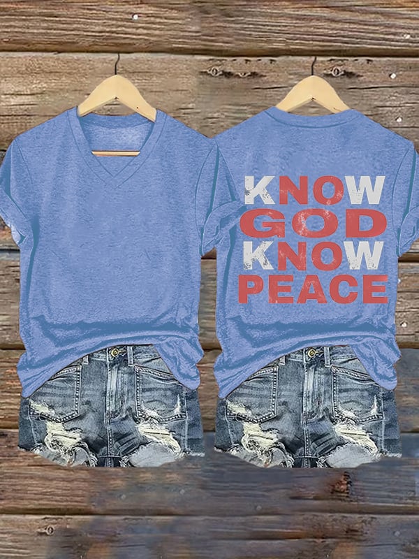 Women's Know God Know Peace, Religious Peace Inspiration Style T-Shirt