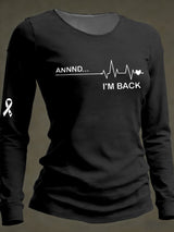 Women's Casual Heart Disease Awareness Print Long-Sleeve T-Shirt