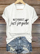 Women's not perfect, just FORGIVEN  Print Caasual T-shirt