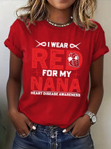 Women's Heart Disease Awareness Print T-shirt
