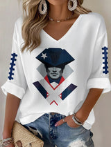 Women's football Print Waffle Long Sleeve T-Shirt