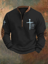 Men's Jesus The Way The Truth The Life Printed Zip Collar Sweatshirt