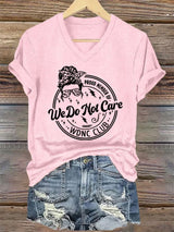 V-Neck Retro Funny Proud Member Of WDNC Club We Do Not Care Menopause Perimenopause Print T-Shirt