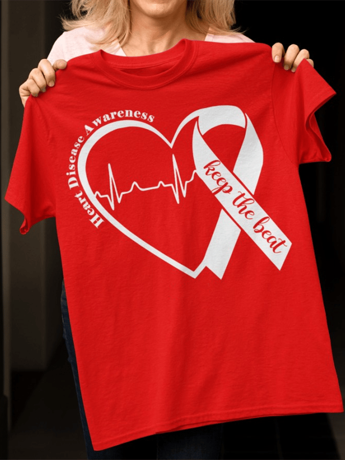 Women's Heart Disease Awareness Print T-shirt