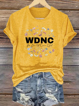 Women's Round-Neck Retro Funny Proud Member Of WDNC Club We Do Not Care Menopause Perimenopause Print T-Shirt