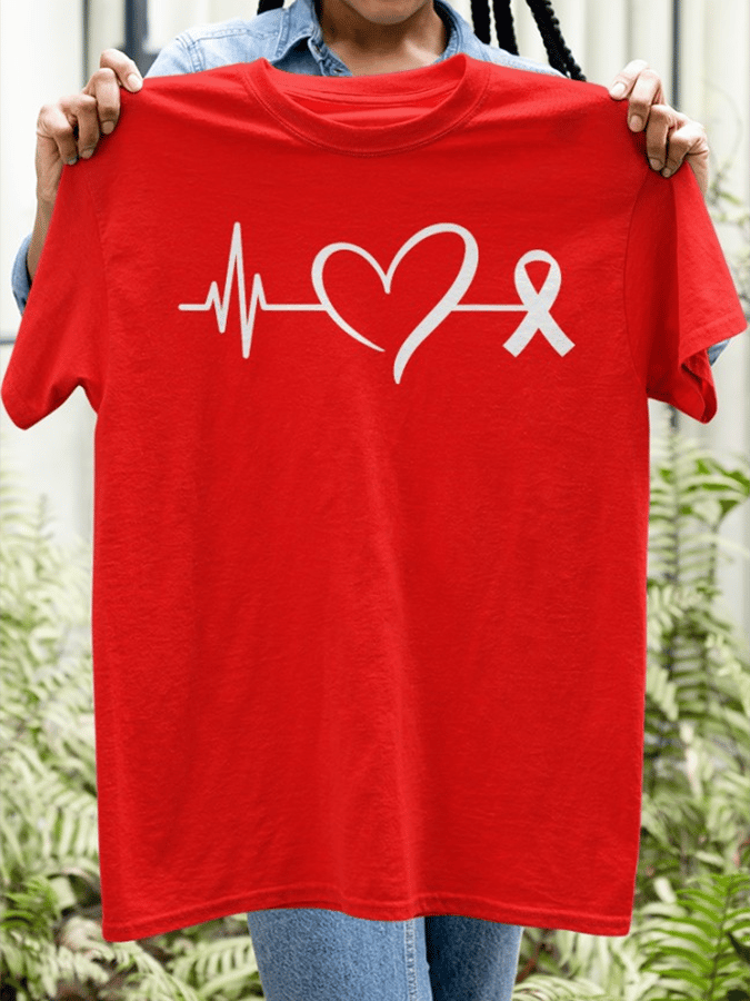 Women's Heart Disease Awareness Print T-shirt