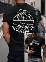 Men's Faith Can Mountains Print Casual T-Shirt