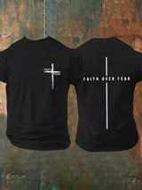 Men's Faith Over Fear Printed Casual T-Shirt