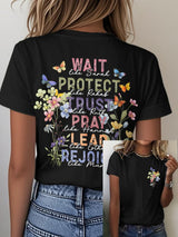 🔥Hot Sale Picks 🔥Women'S Casual Floral Faith Print Short Sleeve T-Shirt