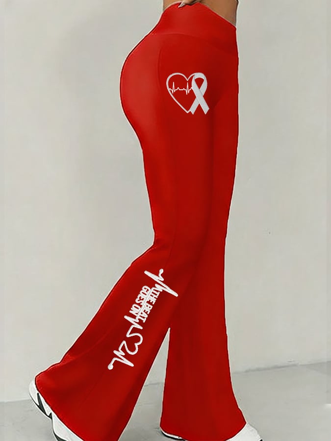Women's Heart Disease Awareness Printed High-Stretch Leggings