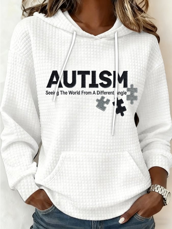 Women's Retro Autism Awareness Print Hoodie
