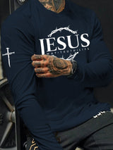 Men's Jesus The Way The Truth The Life Print Long Sleeve T-shirt