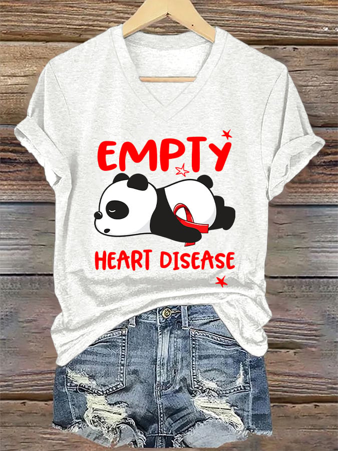 Women's Casual Heart Disease Awareness Printed Short-Sleeve T-Shirt