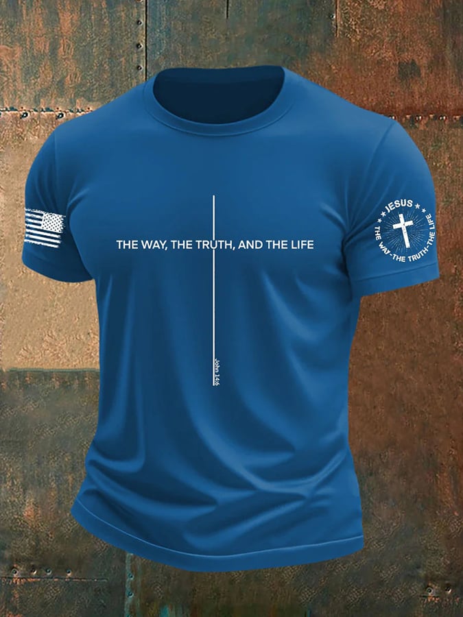 Men's Jesus The Way The TruthThe Life Print Round Neck T-Shirt