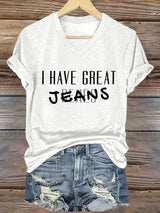 🔥Buy 3 Get 15% Off🔥V-Neck Retro I Have Great Jeans Genes Print T-Shirt