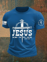 Men's Jesus The Way The TruthThe Life Print Round Neck T-Shirt