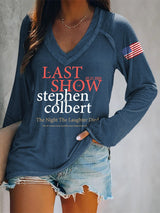 🔥Buy 3 Get 15% Off🔥V-Neck Retro Last Show 05.21.2026 The Night The Laughter Died After The Opening Monol, Hopefully People Laughed During The Show Print T-Shirt