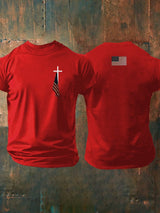 Men's Faith Cross Flag Print Casual T-shirt