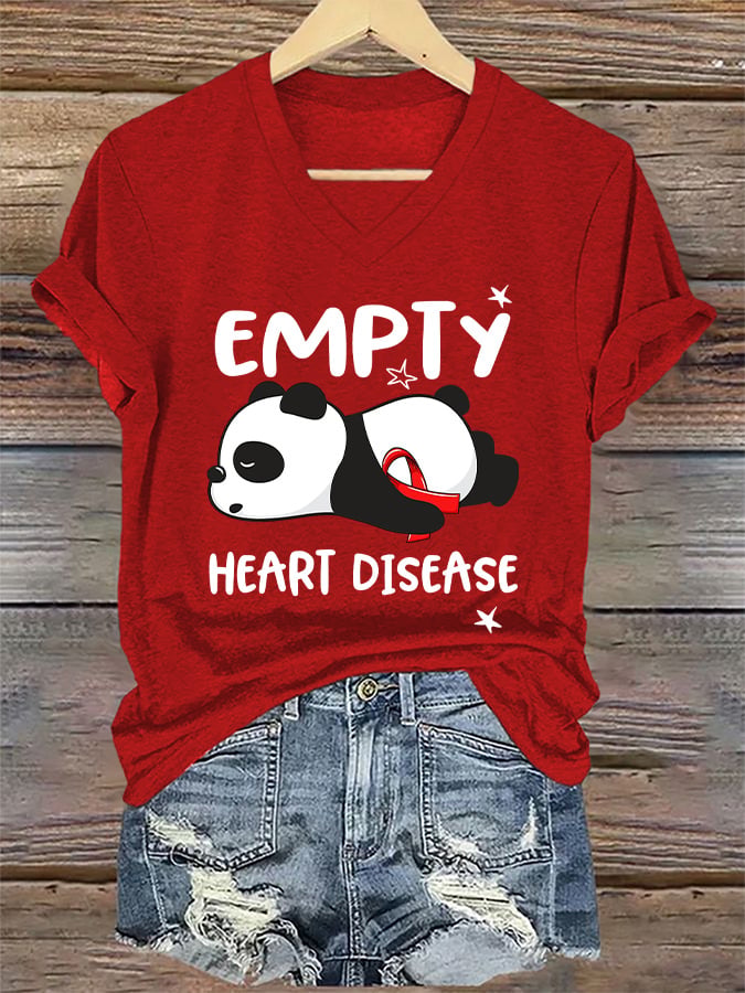 Women's Casual Heart Disease Awareness Printed Short-Sleeve T-Shirt
