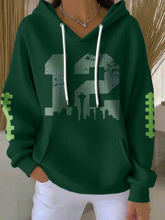 Women's Rugby Print Casual Hoodie