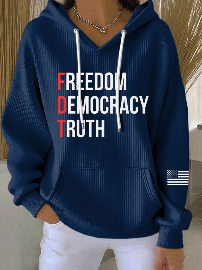 🔥Buy 3 Get 15% Off🔥Women's Casual FDT Freedom Democracy Truth  Hoodie