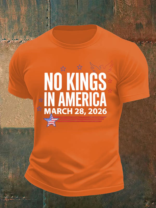 🔥Buy 3 Get 15% Off🔥Men's   NO KINGS IN AMERICA  Print  T-Shirt